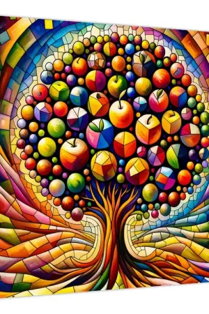 Schilderij – Kleurrijke boom met appels Najlepsza cena