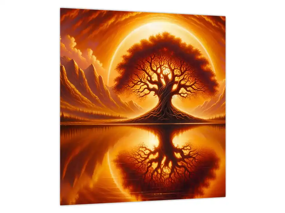 Schilderij – Boom in bloedrode zon Bezpieczna płatność