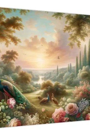 Schilderij - Pauwen in de tuin Promocja