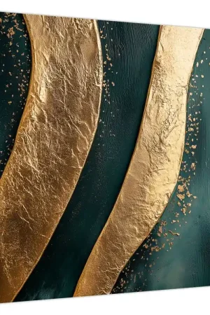 Schilderij - Groene abstractie met goud I Ostatnia szansa