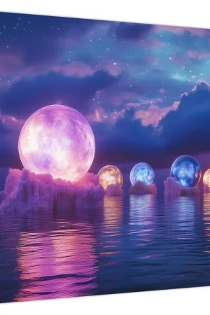 Schilderij - Planeten op water Ekspresowa dostawa