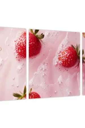 Schilderij - Aardbeien in bubbels Premium