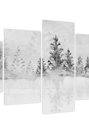 Schilderij - Herten bij het meer Wyprzedaż