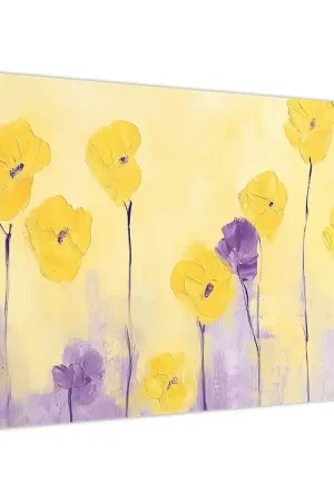 Schilderij - Paarse en gele bloemetjes Wyprzedaż