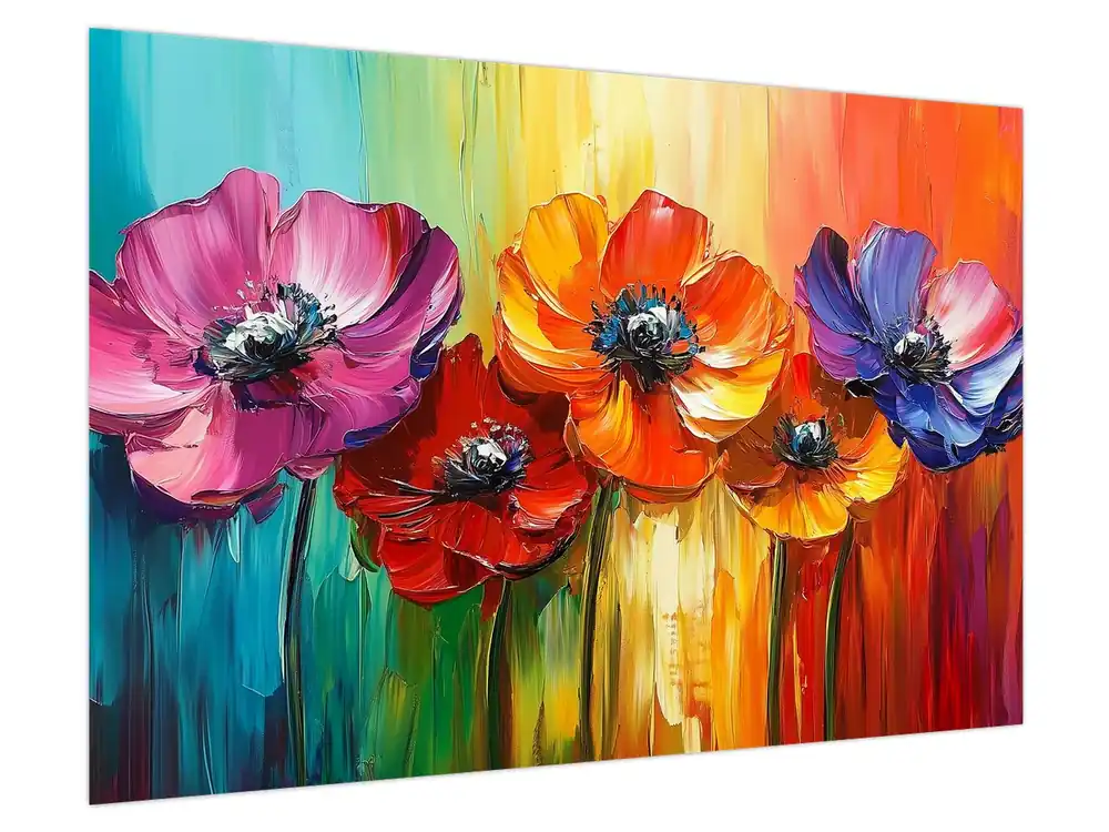 Premium Schilderij - Vijf kleurrijke bloemen