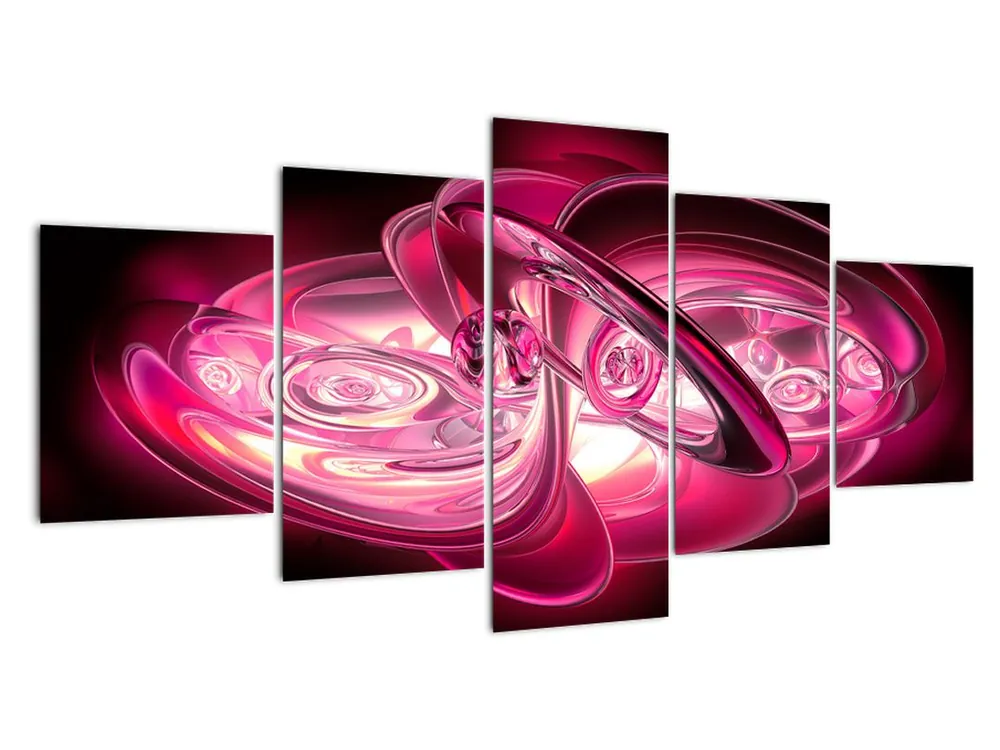 Schilderij - Roze fractalen Autentyczny