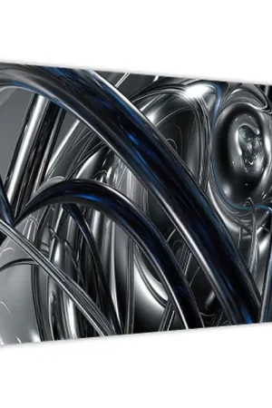 Premium Schilderij - Grijze abstractie met blauw