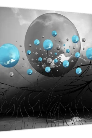Schilderij - Lichtblauwe abstracte ballen Kup teraz