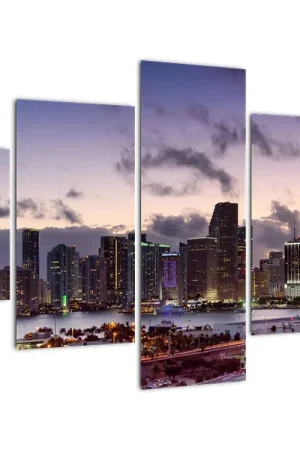 Rabat Schilderij - Grote stad met wolkenkrabbers