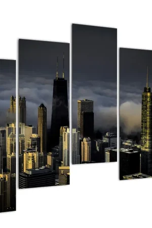 Zwrot pieniędzy Schilderij - Stad in de wolken