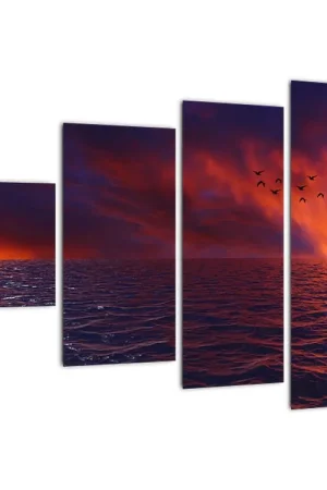 Schilderij - Zee met vogels Rabat