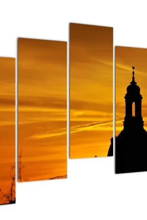 Zamów teraz Schilderij - Kerk bij zonsondergang