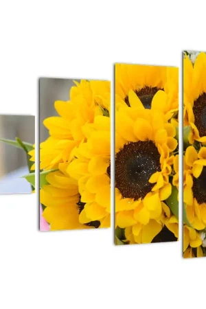 Autentyczny Schilderij - Bruidsboeket met zonnebloemen