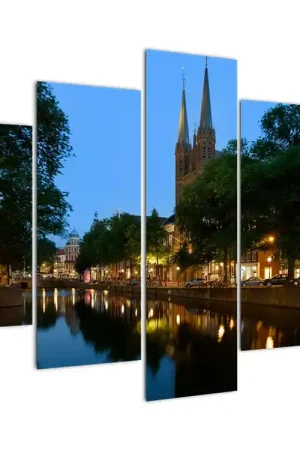 Schilderij - Historische stad bij nacht Oryginalny