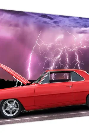 Schilderij - Rode auto Oferta limitowana