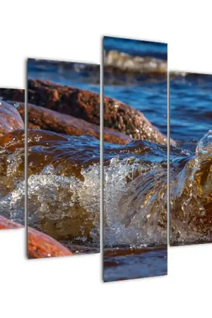 Wysoka jakość Schilderij - Stromend water tussen stenen, detail