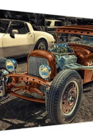 Schilderij - Bruine auto Wysoka jakość