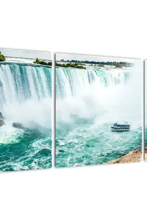 Schilderij - Watervallen met boot Promocja