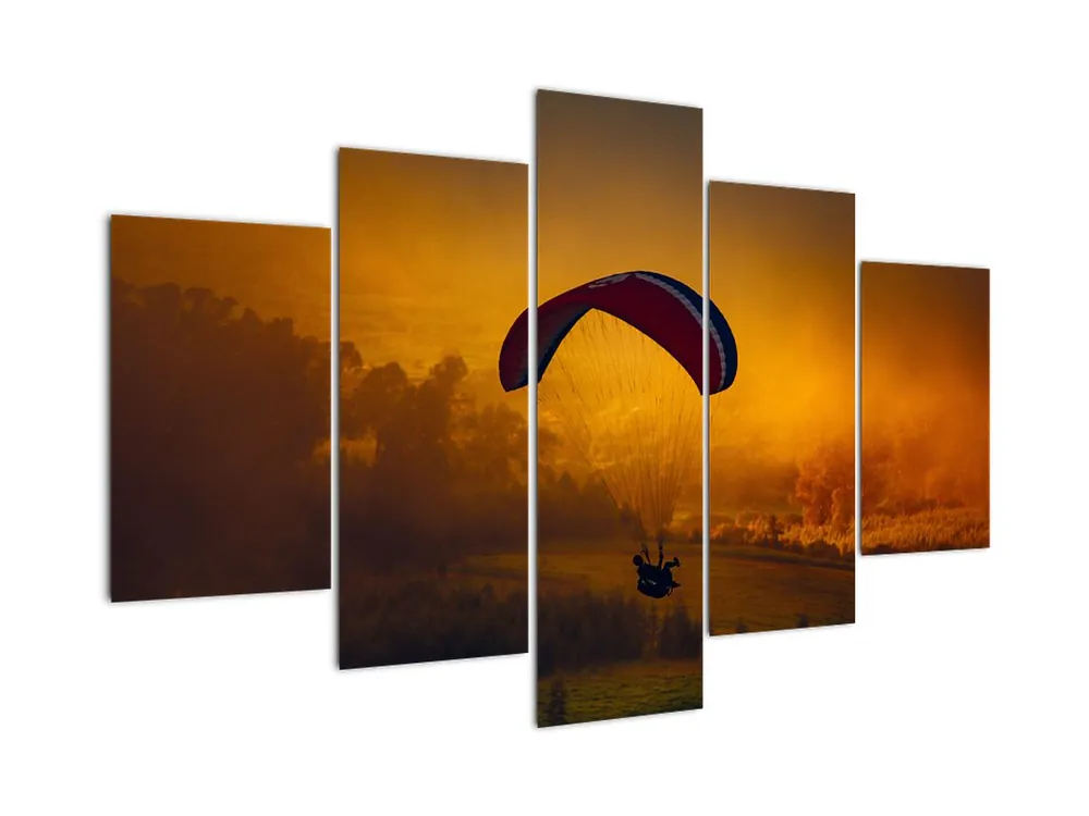 Schilderij - Parachutist bij de zonsondergang Bezpieczna płatność