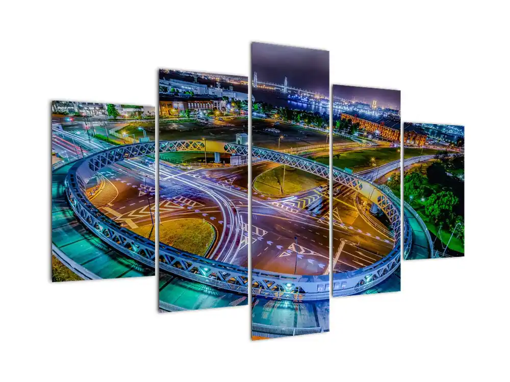 Schilderij - Panorama van nachtelijke stad Wyprzedaż