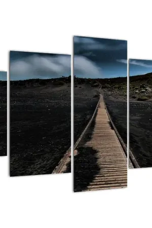 Schilderij - Houten pad in de schemering Szybka dostawa