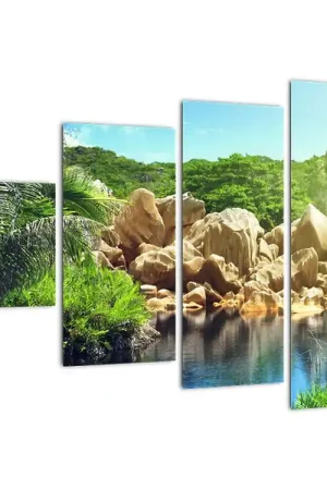 Schilderij - Meer in de jungle van de Seychellen Nowość