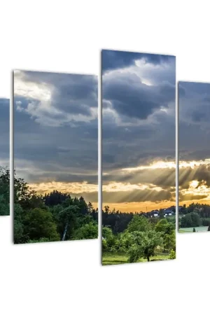 Schilderij - Landschap met zonnestralen Niska cena