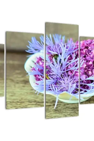 Schilderij - Decoratie met sering en korenbloem Popularny