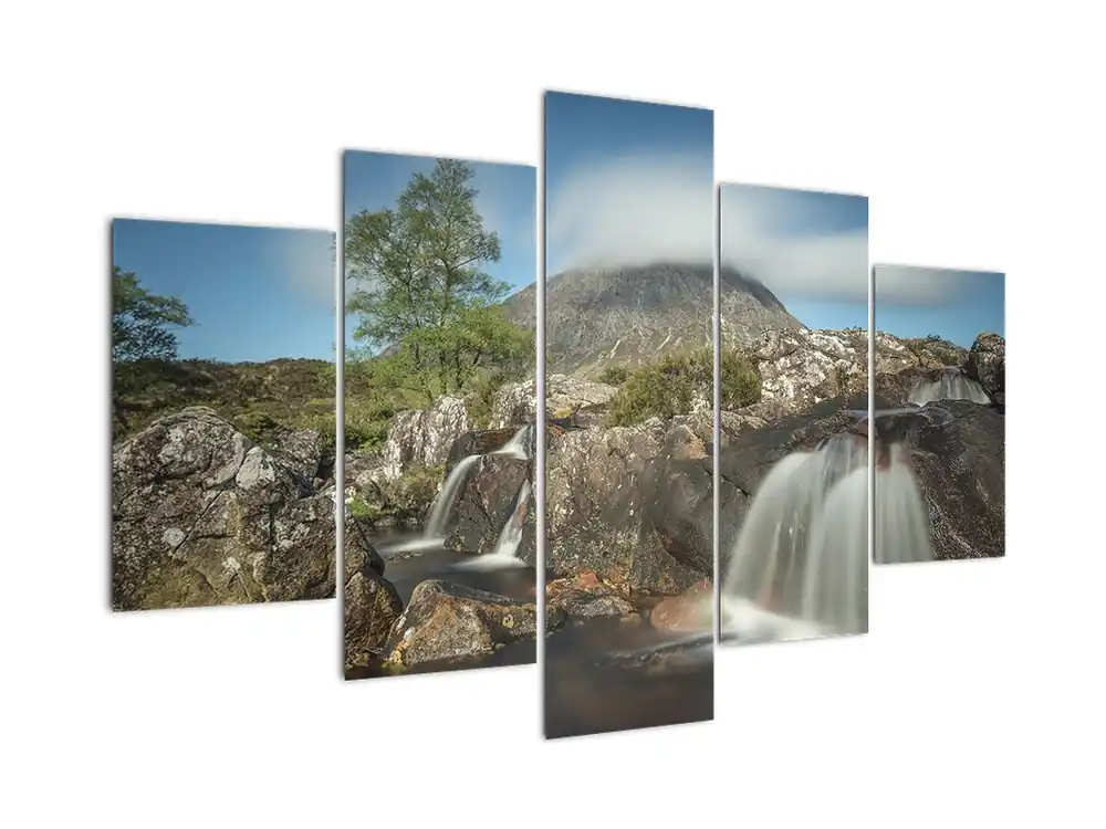 Schilderij - Berg en watervallen Wyprzedaż