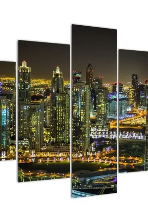 Oryginalny Schilderij - Stad bij nacht