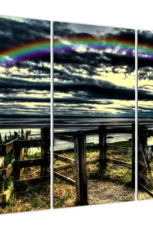 Premium Schilderij - Regenboog boven zee