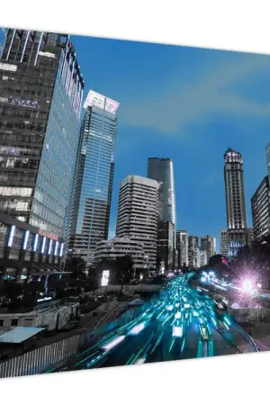 Rabat Schilderij - Stad bij nacht