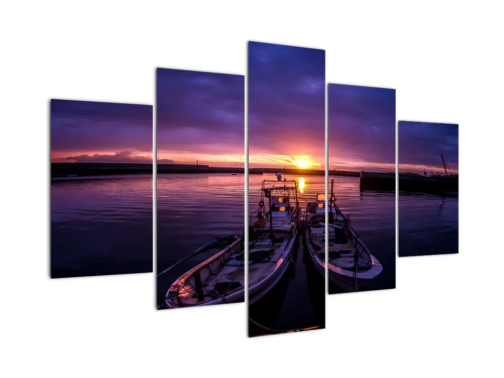 Niska cena Schilderij - Vissersschepen in de haven