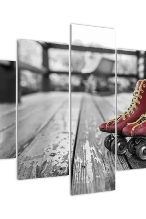 Szybka dostawa Schilderij - Oude rode schoenen met wieltjes