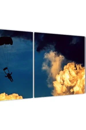 Schilderij - Parachutist in de wolken Tani