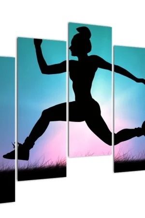Schilderij - Silhouet van springende vrouw Darmowa dostawa