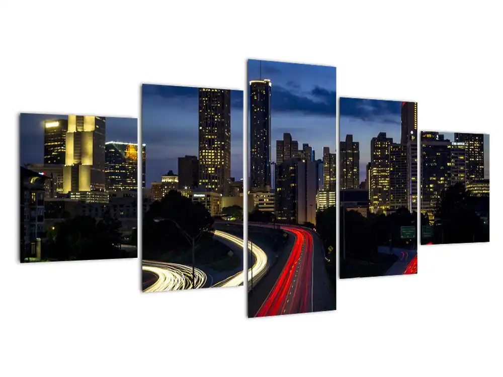 Schilderij - Stad bij nacht Rabat