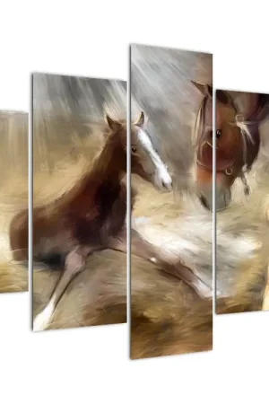 Schilderij - Welkom op de wereld, veulentje Premium