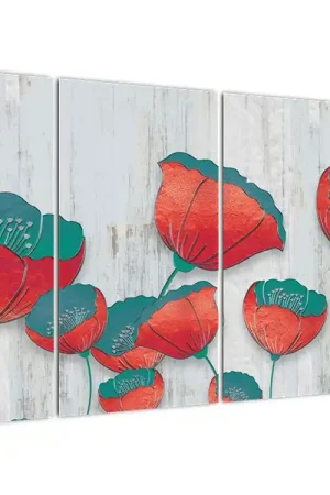 Schilderij - Klaprozen, petrol Premium