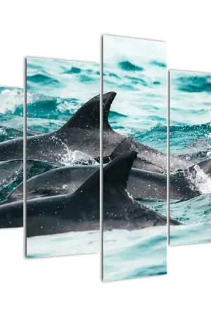 Schilderij - Dolfijnen in de oceaan Premium