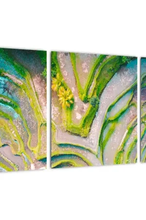 Schilderij - Vogelperspectief van rijstvelden Wysoka jakość