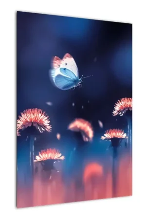 Schilderij - Paardebloemen met blauwe vlinder Niska cena