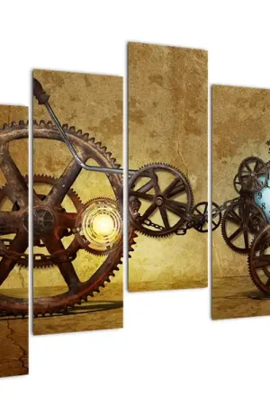 Autentyczny Schilderij - Mechanisme van historisch uurwerk