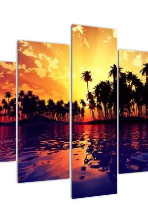 Schilderij - Eiland bij zonsondergang Ekspresowa dostawa