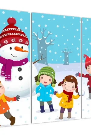 Schilderij - Winterse kindergenoegens Zwrot pieniędzy