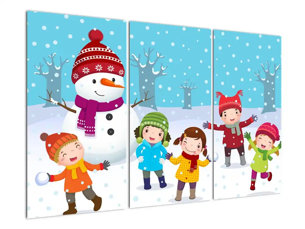 Schilderij - Winterse kindergenoegens Zwrot pieniędzy