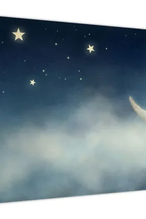 Schilderij - Maan met sterren Popularny