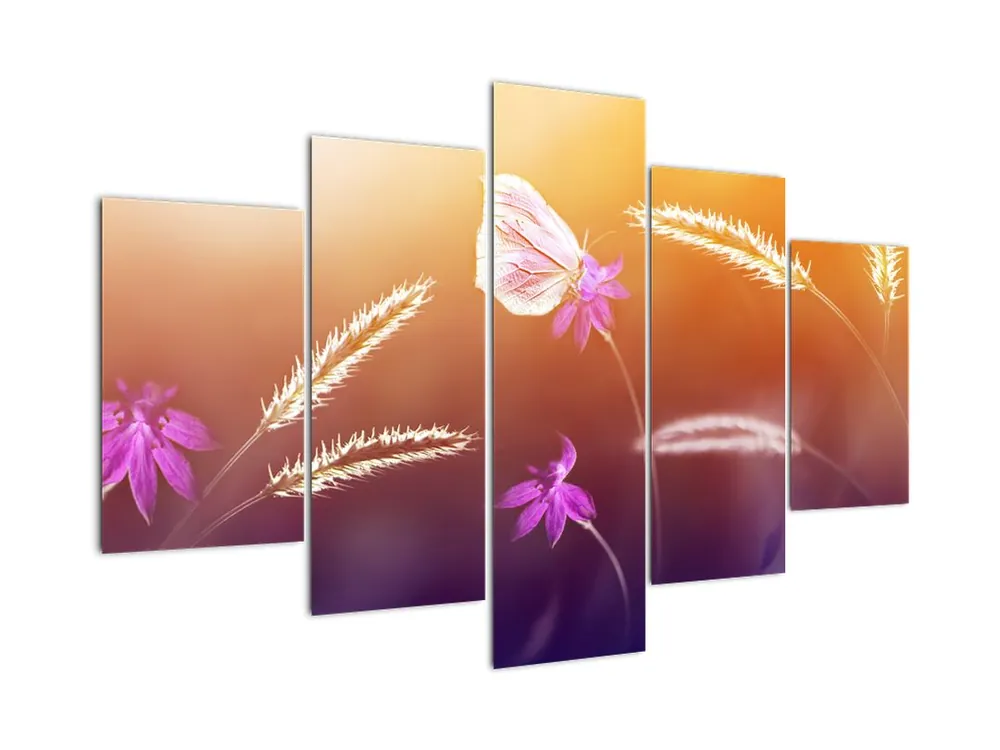 Schilderij - Roze vlinder Oryginalny