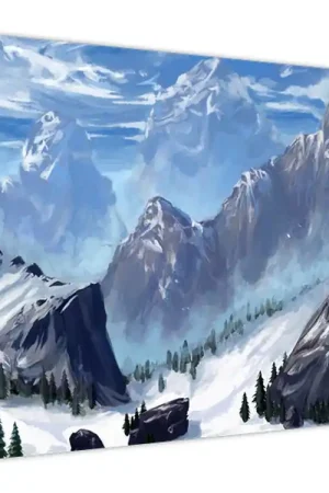 Schilderij - Geschilderde bergen Premium