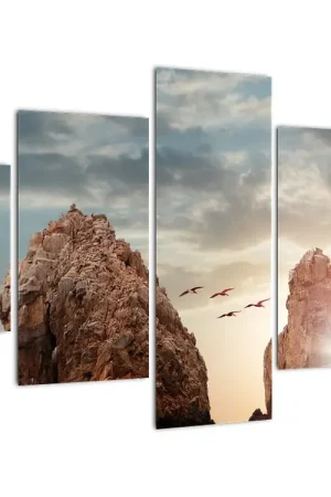 Schilderij - Zonsondergang boven de rotsklippen Autentyczny